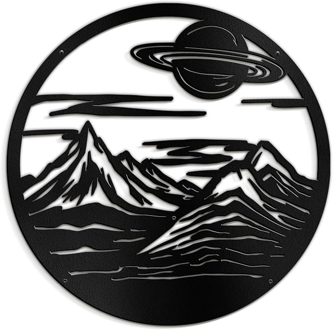 SIGNLEADER Metal Wall Art Decor Mountain Range Sun Landscape Minimalist Modern Abstract Wall Sculpture Hangings Home Decoration for Living Room, Bedroom, Bathroom, Kitchen, Outdoor - 18" Black