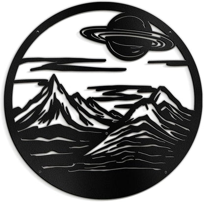 SIGNLEADER Metal Wall Art Decor Mountain Range Sun Landscape Minimalist Modern Abstract Wall Sculpture Hangings Home Decoration for Living Room, Bedroom, Bathroom, Kitchen, Outdoor - 18" Black