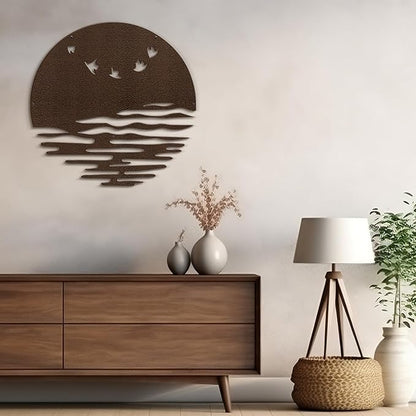 SIGNLEADER Metal Wall Art Decor Birds Minimalist Modern Abstract Wall Sculpture Hangings Home Decoration for Living Room, Bedroom, Bathroom, Kitchen, Outdoor - 18" Bronze
