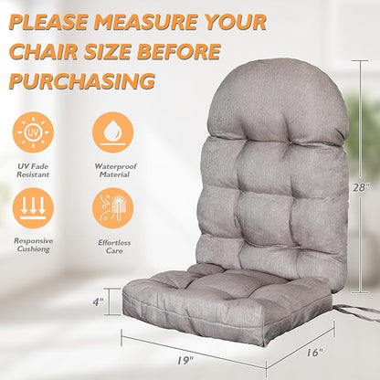 Adirondack Chair Cushion, Outdoor Rocking Chair Water Resistant Glider Rocker Chairs Replacement Cushions Set with Straps, 44''L x 19''W x 4''H
