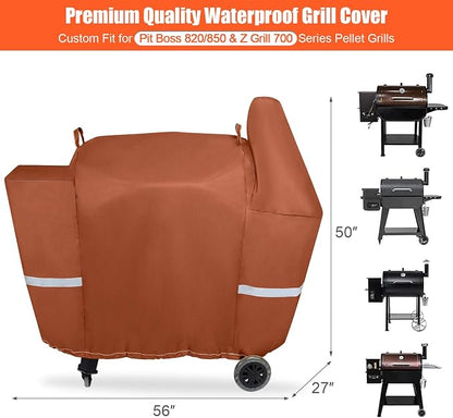 QuliMetal Grill Cover for Pit Boss Pro Series 850 and Deluxe 820, PB820D 820FB 820D3 820SC 820XL 820PS1, 820CS1 Competition, Sportsman 820 Series Wood Pellet Grills, Z Grill 700 Series, Brown