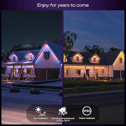 Philips Hue Festavia 150ft Permanent Outdoor String Lights, 80 Dimmable Lights, 55 Lumens Each, Weatherproof, Water-Resistant, White Wire, Color Ambience, Bridge Required