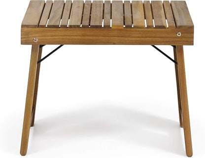 Christopher Knight Home Hilton Outdoor Acacia Wood Folding Side Table, Teak Finish