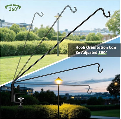 ERYTLLY Extended Reach Deck Hook Wall Pole Wall Mounted Deck Hook Extensible and 43 inch Wall Bracket for Hanging Bird Feeder,Plants,Wind Chimes,Lanterns 2 Packs