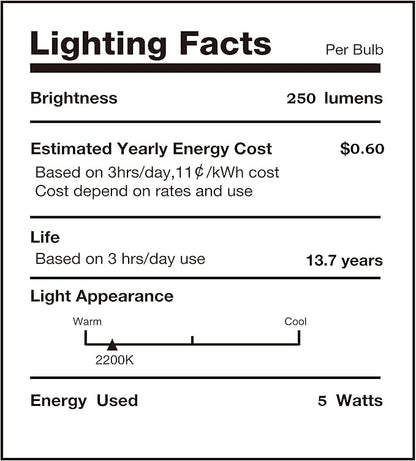 SD LUX Oversized Vintage LED Light Bulbs 5W, Medium Base E26, Giant Huge Edison Bulb Large Full Color Decorative Bulbs, Dimmable 250LM(25W Equi) Pendant Lighting Warm White 2200K,1 Pack (G150C)