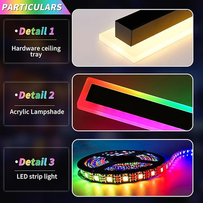 2 Pack RGB Modern Outdoor Wall Lights, 57inch Dimmable LED Wall Sconce Light with Remote Control, 10 Colors, 5 Modes, IP65 Waterproof Exterior Light Fixture for Porch, Patio, Garage