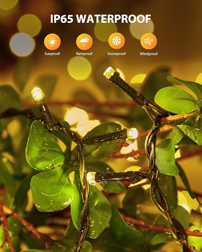 Brightown 2 Pack Solar Christmas String Lights Outdoor, Total 144Ft 400 LED Twinkle Fairy Lights Waterproof with 8 Modes Auto On/Off for Patio Tree Garden Party Home Wedding Decorations (Warm White)