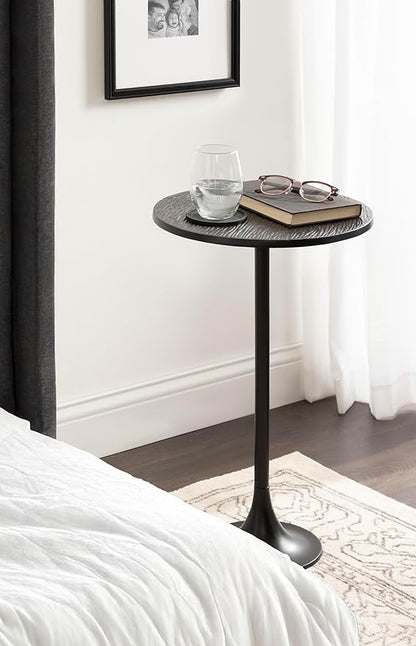 Kate and Laurel Baronet Modern Cast Aluminum Round Side Table, 14 x 14 x 24, Black, Transitional Circle End Table for Use as a Bedroom Nightstand or Living Room Plant Stand Option