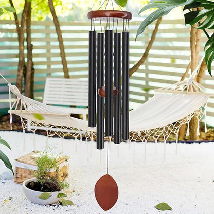 ASTARIN 36" Large Wind Chimes Outdoor – Deep Tone Memorial WindChimes with 5 Tuned Aluminum Tubes, Heavy-Duty Metal Wind Chime for Garden, Patio, Yard, Sympathy & Funeral Gift (Black)
