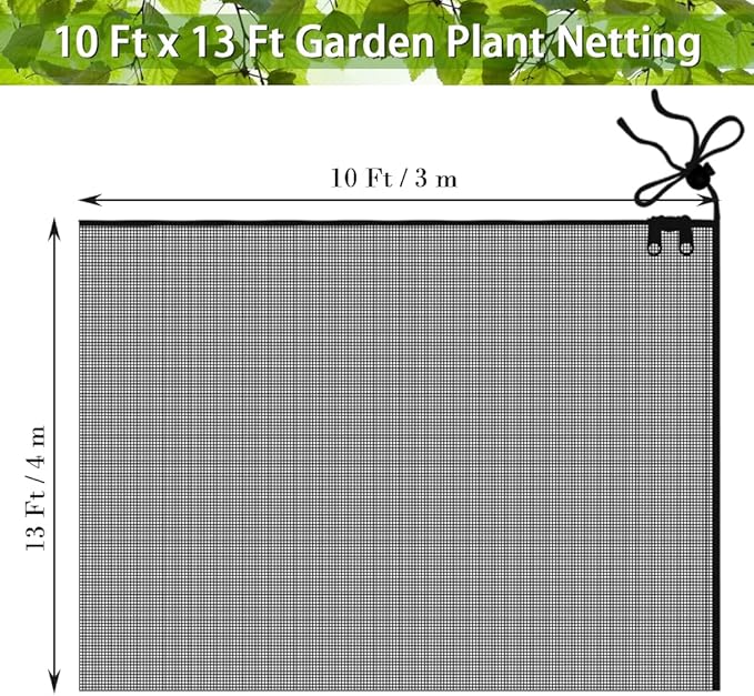 Fruit Tree Netting Covers with Zipper to Protect from Squirrels and Birds Large Netting for Fruit Trees Net Protection, Black, 10' x 13', 1 Pack