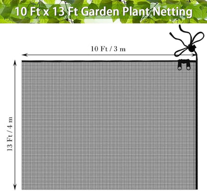 Fruit Tree Netting Covers with Zipper to Protect from Squirrels and Birds Large Netting for Fruit Trees Net Protection, Black, 10' x 13', 2 Pack