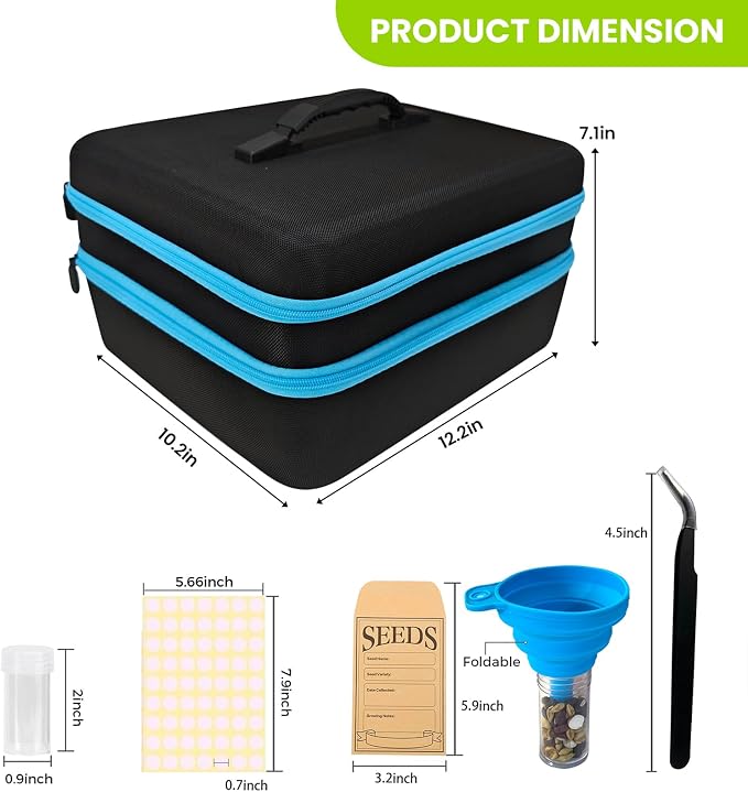240 Slots Seed Storage Organizer Box with 20 Envelopes, Large Capacity Seed Storage Container with Zipper Bag, Label Stickers, Tweezers, Funnel, Garden Seeds Saver Kit for Vegetable, Flower