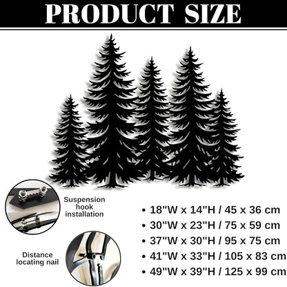 lunwall Metal Pine Tree Wall Art, Metal Forest Wall Art, Pine Branch Wall Decor, Christmas Tree Wall Decor, Forest Wall Hanging, Nature Lover Gift (Style 5, 37" W x 30" H / 95 x 75 cm)