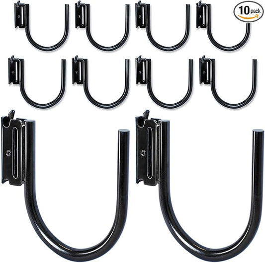 10-Pack 4" E Track J Hooks, Heavy Duty Black Steel Hanger 1,400lbs Break Strength E-Track Tie Down Accessories for Box Truck, Enclosed Trailer, Garage, Vans, Warehouse, Workshop