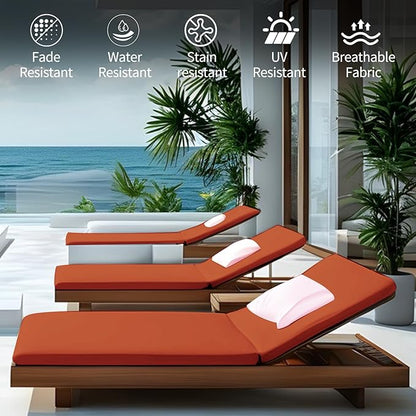 Outdoor Chaise Lounge Cushions for Patio, 72"x22"x3" Lounge Chair Cushions, Waterproof Replacement Seat Cushions for Outdoor Furniture