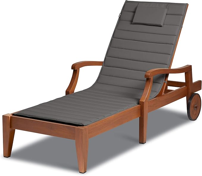 Classic Accessories Storigami Water-Resistant 80 x 26 Inch Chaise Lounge Cushion, Light Charcoal (Chair not Included), Patio Cushion