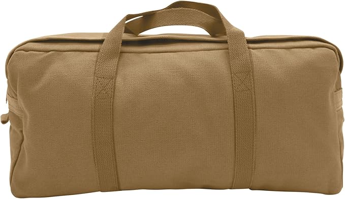 Rothco Canvas Tanker Style Tool Bag - Heavy-Duty Multipurpose Gear Carrier for Mechanics, Plumbers, Electricians, Athletes, Coyote Brown