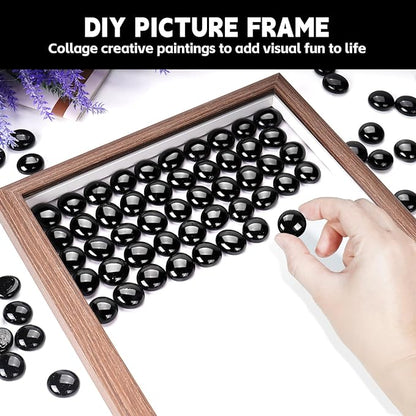 3/4 Inch Fire Glass Beads,10 Pounds Fire Pit Glass Beads High Luster for Gas Fireplace, Fire Pit Table,Landscaping (Onyx Black Luster)