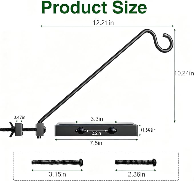 17-Inch 2 Pack Deck Bird Feeder Hanger for Railing, Outdoor Decor Plant Hanger, Balcony Railing Hook - 15LB Capacity - for Hanging Plants, Bird Feeders, Lanterns, Wind Chimes