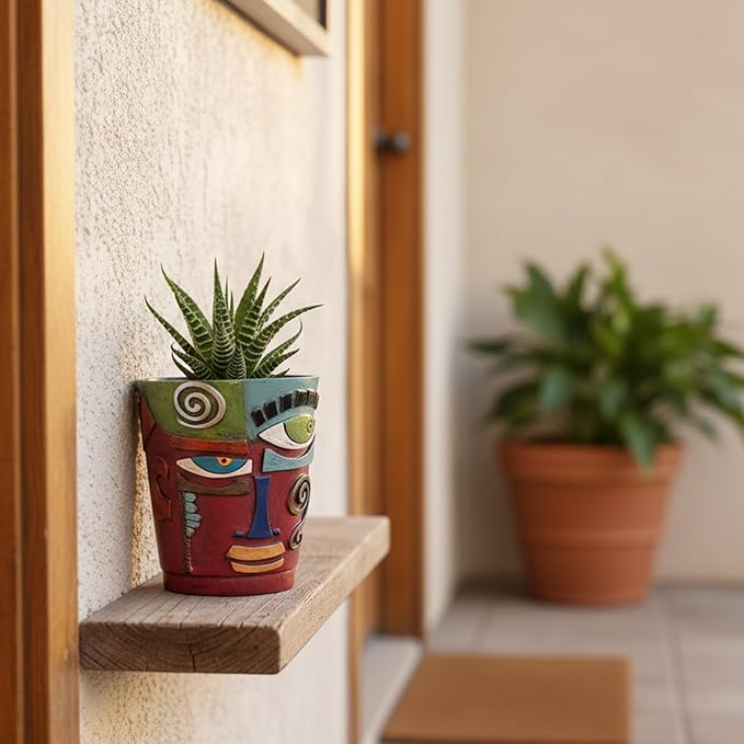 Colorful Face Planters Pots Head with Drainage Resin Large Decorative Plant Pots, Unique Planters for Indoor Plants and Outdoor Patio Flower Pot Funny Garden Succulents Pot