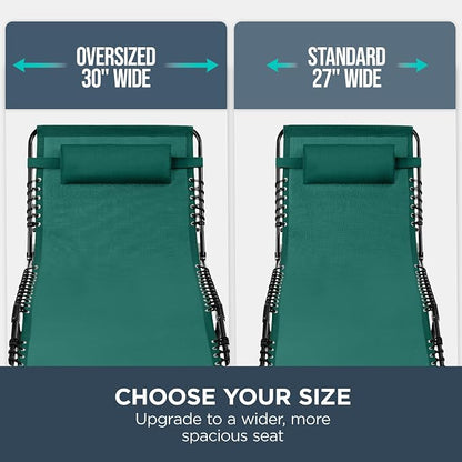 Best Choice Products Extra Wide Patio Chaise Lounge Chair, Portable Outdoor Folding Recliner for Lawn, w/ 8 Positions, Handles, 440lb Capacity - Forest Green
