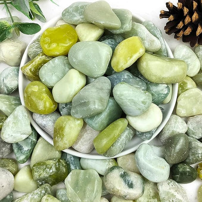 YISZM 5lbs Pebbles for Indoor Plants, 1-2 Inch Jade High Polished River Rocks Outdoor Decorative Stones Vase Filler Fish Tank Aquariums Landscaping Garden Outdoor and Indoor DIY