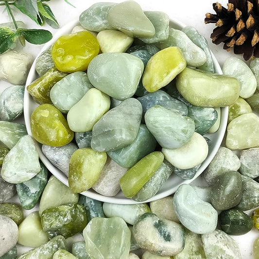 YISZM 10lbs Jade River Rocks, 1-2 Inch Natural Pebbles for Indoor Plants, High Polished Decorative Stones Vase Filler Fish Tank Aquariums Landscaping Garden Outdoor and Indoor DIY