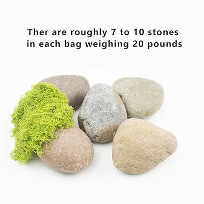 20 LBS Large Natural River Rocks，3-4 Inch Decorative Large River Rocks for Landscaping Aquarium Yard Garden Paving Plant Crafting and Walkways
