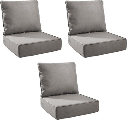 Outdoor Cushion Set for Furniture Patio Furniture, UV Resistant, Water Resistant - 6 Inch Thick Foam Garden Cushions– 24x24 Inch Patio Seat Covers for Chair/Sofa/Couch | Grey | 3-Pack |
