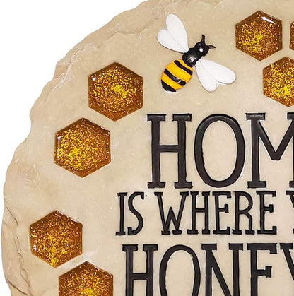 Spoontiques - Garden Décor - Home is Where Your Honey is Stepping Stone - Decorative Stone for Garden