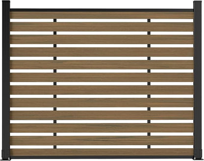 Outdoor Privacy Fence WPC, AC Unit Air Conditioner Screen 5 FT(H) x 6 FT(W) Trash Can with Aluminum Alloy Post, Decorative Fencing, Brown with 2 Post