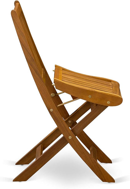 East West Furniture CMDK5CWNA 5 Piece Outdoor Patio Dining Sets Includes a Rectangle Acacia Wood Table and 4 Folding Side Chairs, 35x66 Inch, Natural Oil