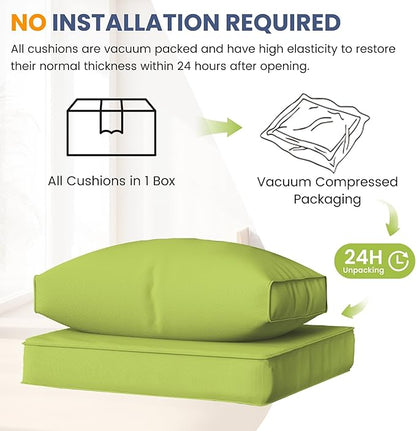 Amopatio 7-Piece Outdoor Cushions, Waterproof Outdoor Replacement Cushion, Non-Slip Bottom All-Weather Patio Couch Cushions for 4-seat Patio Sectional, Green