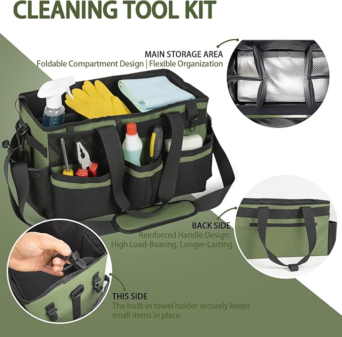 Wearable Cleaning Caddy Organizer & Belt Set, Large Capacity Waterproof Storage with Adjustable Straps & Multi-Pockets, Heavy Duty for Housekeepers & Cleaners | Home, Kitchen, Car & Garden