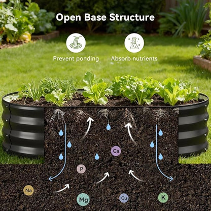 COMHOMA 3 Pack Raised Garden Bed 4x2x1ft,Galvanized Metal Planter Box Kit for Outdoor Gardening,Large Vegetable Flower Growing Beds with Gloves Tools,Black