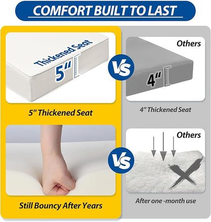 AAAAAcessories Outdoor Seat Cushions for Chairs, Fade-Resistant, Waterproof Patio Furniture Replacement Cushions, 24" x 24" x 5" + 24" x 19", Creamy White