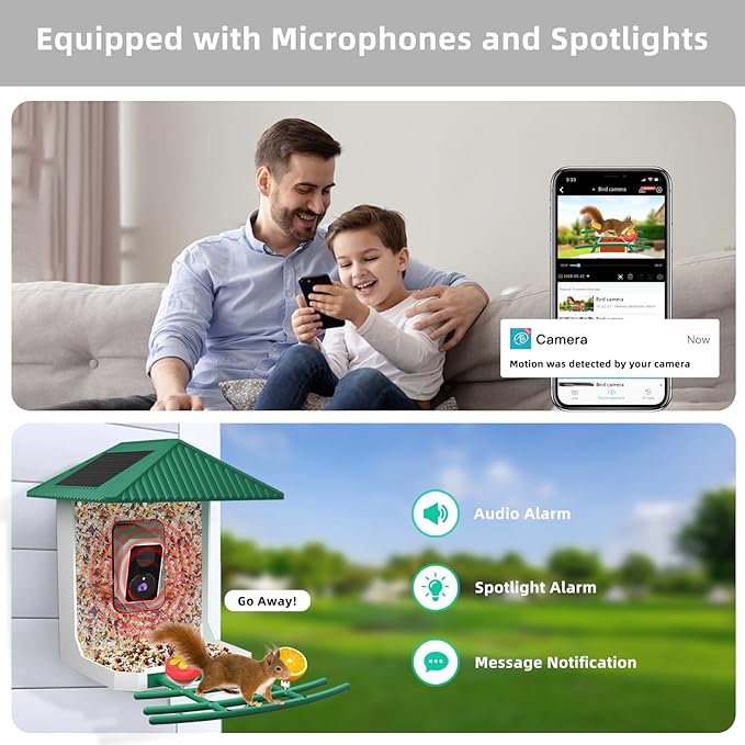 Uniter® 2.5K Smart Bird Feeder with Camera, 5G &2.4G WiFi, Solar Video Birds Feeder with AI Identify Birds Species, Live View, Capture Bird Video, Instant Arrival Alerts, Ideal Gift for Birdlover