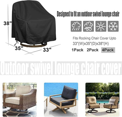 Outdoor Swivel Lounge Chair Cover 4 Pack,Waterproof Heavy Duty Outdoor Chair Covers, (33" W X 35" D X 38.5" H) Patio Furniture Cover for Swivel Patio Lounge Chair