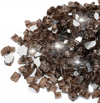 Mr. Fireglass 10 Pounds Fire Glass - 1/4 Inch High Luster Reflective Tempered Fire Pit Glass Rocks for Propane & Natural Gas Fire Pit Table Fireplace and Landscaping, Bronze