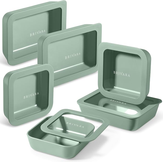 12-Piece Glass Meal Prep Containers Set with Lids (6 Containers + 6 Lids) | Microwave-Safe Airtight Seal, Oven-Safe Ceramic-Coated Glass | Zero Plastic, No PFAS/PFOA/BPA [Willow]