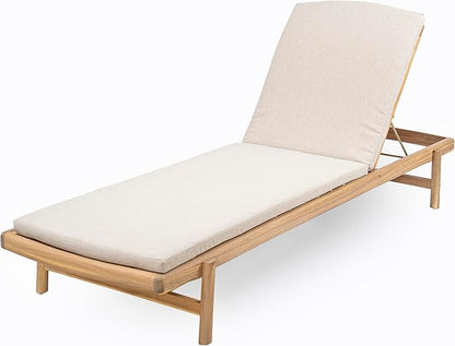 Christopher Knight Home Brolen Acacia Wood Chaise Lounge Chair Outdoor Set of 4, Patio Outdoor Chaise Lounge with Cushions, Adjustable Backrest Lounge Sofa, Wooden Sunbathing Pool Lounger, Teak+Beige