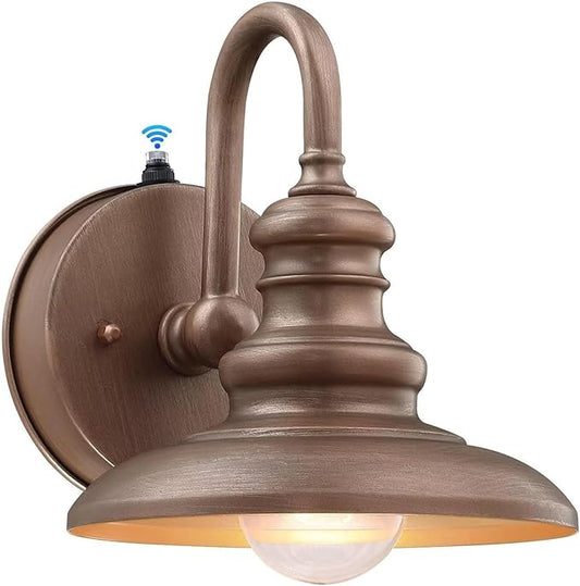 LONEDRUID Dusk to Dawn Sensor Outdoor Gooseneck Barn Light Fixtures Rustic Exterior Wall Sconce Lighting Waterproof Outside Porch Lantern Farmhouse Wall Mount Lamp for House Garage Patio