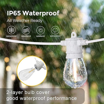 SUNTHIN White Outdoor String Lights, 96FT White Patio Lights with 32 Shatterproof LED Bulbs for Garden, Backyard, Porch, Cafe, Deck, Wedding, Party, Gathering