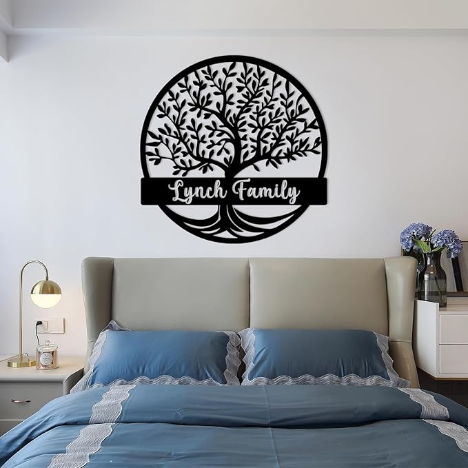 Custom Tree of Life Monogram Name Signs | Personalized Metal Letters Wall Art | Outdoor Balcony & Porch Garden Decor