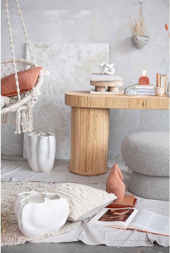 Bloomingville Decorative Organically Shaped Stoneware Planter, Matte Cream