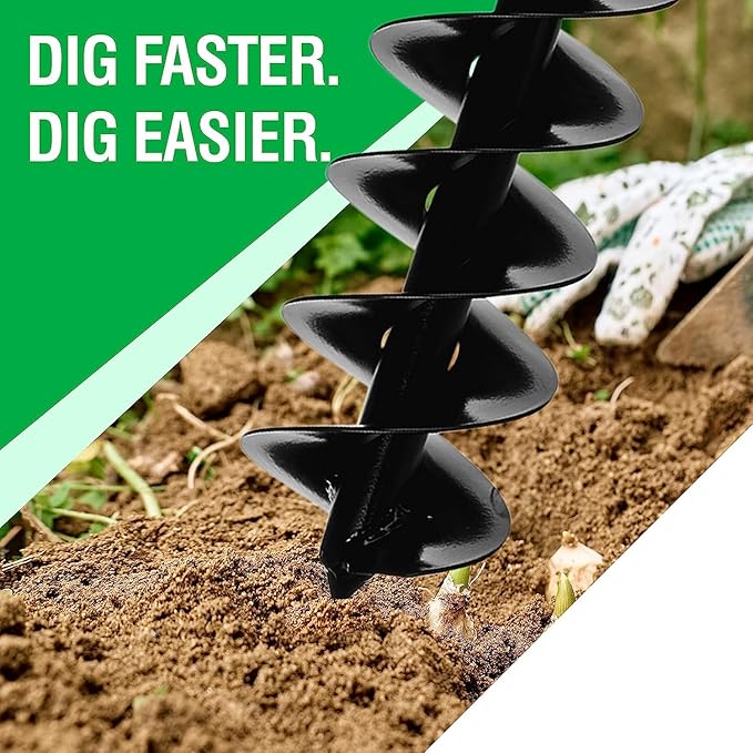 Power Planter Auger Drill Bit Extension, 5" x 28" with 1/2" Non-Slip Hex Drive, Garden Auger for Planting 5” and 6” Potted Plants, Garden Digging Tool for Dirt, Clay, Soil and Sand