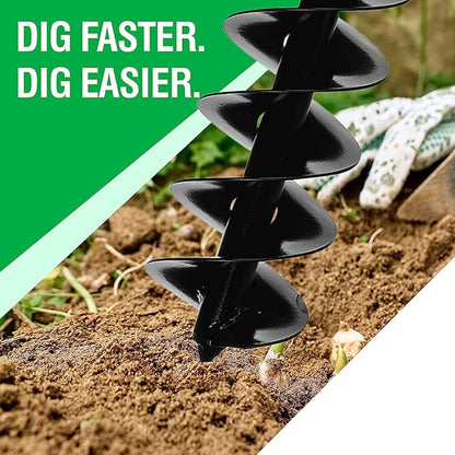 Power Planter Auger Drill Bit Extension, 5" x 28" with 1/2" Non-Slip Hex Drive, Garden Auger for Planting 5” and 6” Potted Plants, Garden Digging Tool for Dirt, Clay, Soil and Sand