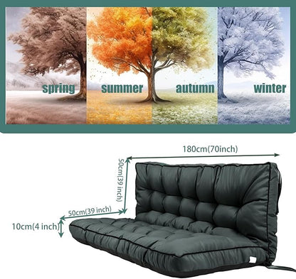 Replacement Cushions for Swing, Swing Cushions 3 Seater Replacement, Waterproof Thicken Washable Pad Cushion for Outdoor Indoor Furniture Swing Patio (Dark Gray, 40x70 inch)