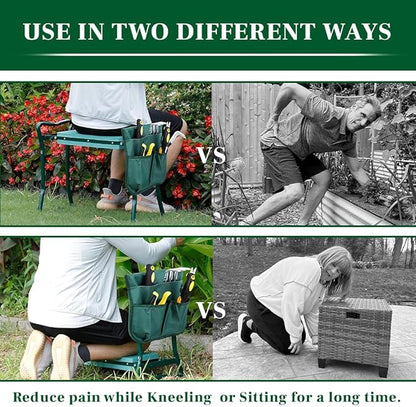 Garden Kneeler and Seat, Foldable Garden Stool Heavy Duty Gardening Bench for Kneeling and Sitting to Prevent Knee & Back Pain, Gardening Gifts for Women, Grandparents, Seniors, Mom & Dad