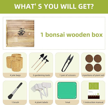 Bonsai Tree Growing Kit - All-in-One plant repotting mat Gardening Tools & User Manual, Unique Gift for Plant Lovers (Seeds Not Included)Gardening Gifts for Women Men Mom Father Birthday Thanksgiving